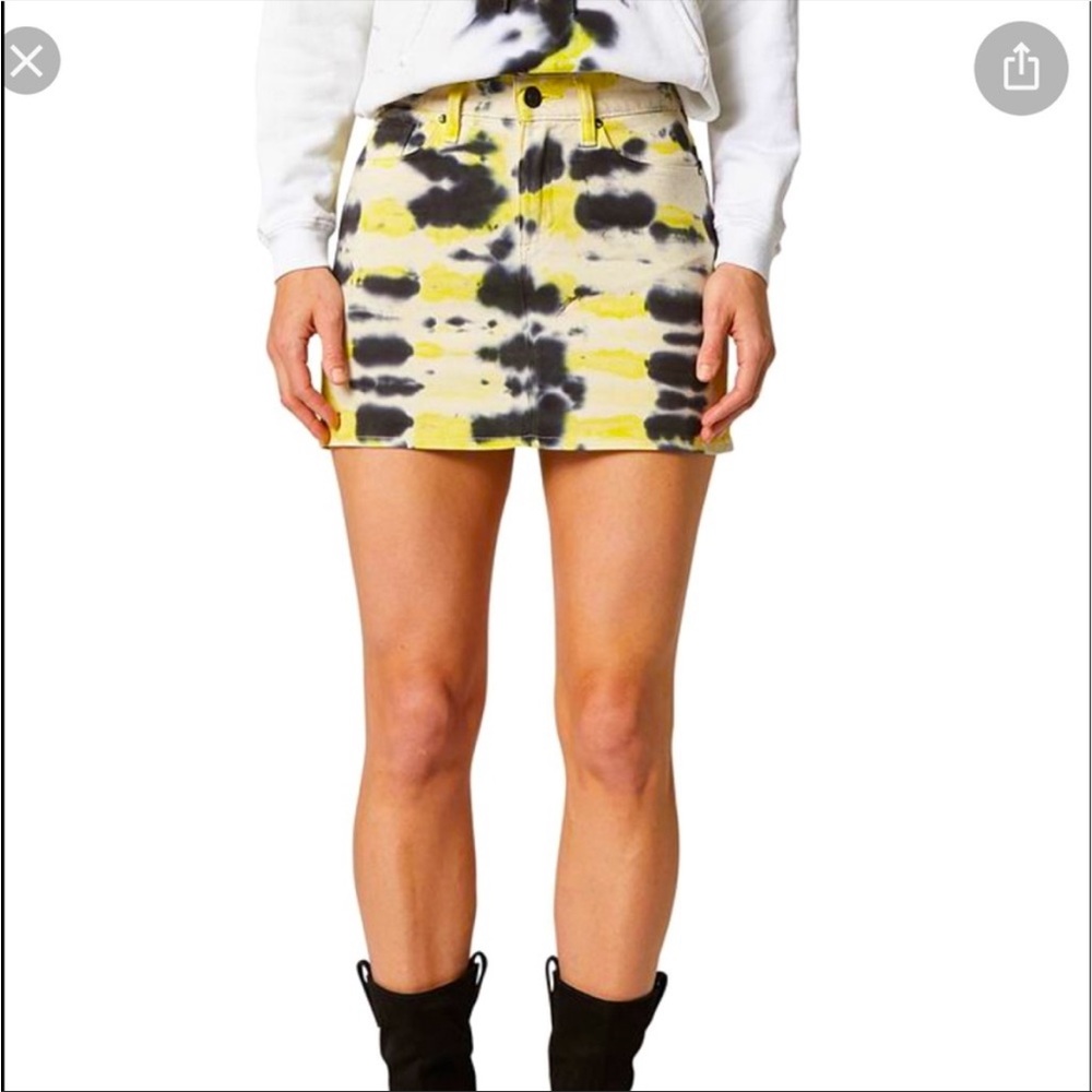 NWT black yellow Denim Tie Dye Hudson mini skirt- sz 30